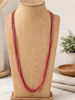 Cara N.Y. Neon Pink & Gold Tone Multi-Strand Necklace (BR1111/4)